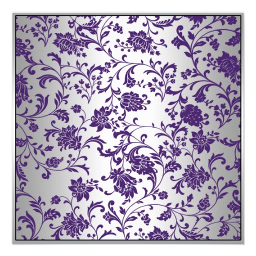 Purple Black Damask Photo Sweet 16 Party Personalized Invites