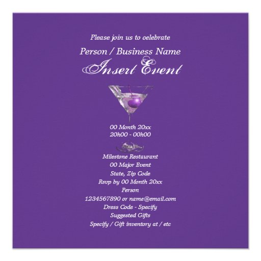 Purple black elegant formal party custom announcements