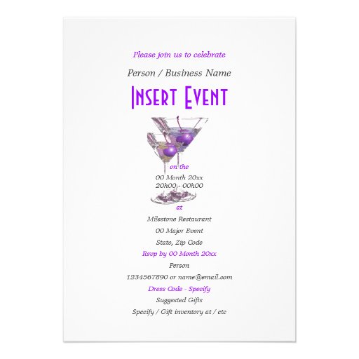 Purple black elegant party announcements