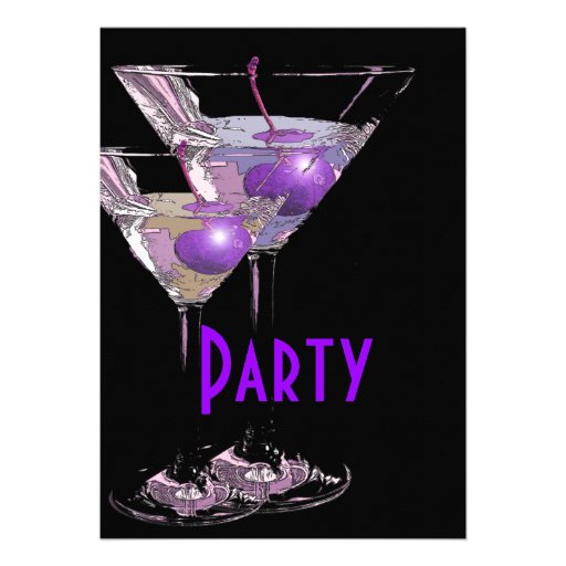 Purple black elegant party announcements