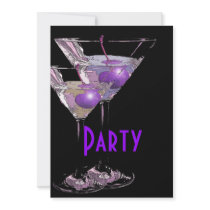 Purple black elegant party announcements