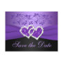 Purple Black Floral Hearts Save the Date Post Card