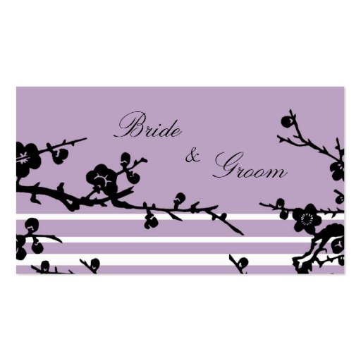 Purple Black Floral Wedding Place Setting Cards Business Card (back side)