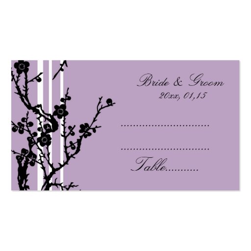 Purple Black Floral Wedding Place Setting Cards Business Card