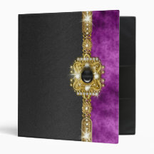 Purple black girly bling gemstones vinyl binders