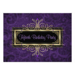 Purple Black Gold Womans Fiftieth Birthday Party Custom Invitation