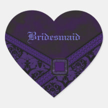 Purple & Black Goth Lace Wedding Heart Sticker