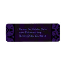 Purple & Black Goth Lace Wedding Return Address Labels