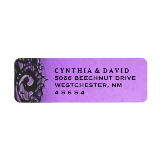 Purple Black Halloween Lace Wedding Address Label