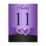 Purple, Black Joined Hearts Table Number Post Card