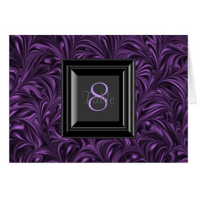 Purple Black Marbled Wedding Table Cards