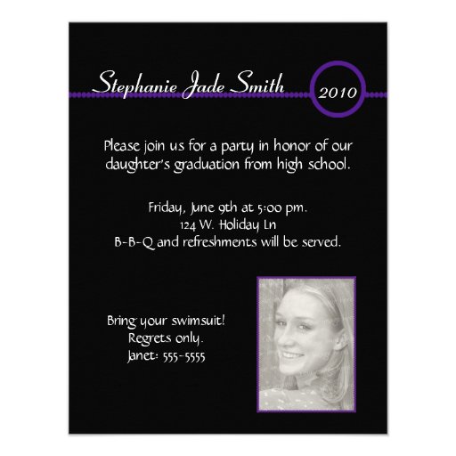 Purple & Black Monogram Photo Invitation