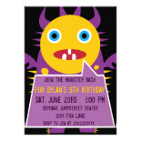 Purple Black Monster Birthday Party Invitations