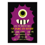 Purple Black Monster Birthday Party Invitations