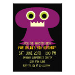 Purple Black Monster Birthday Party Invitations