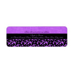 Purple black "new address" wedding floral damask return address label