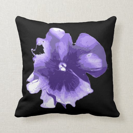 Purple black pansy Throw pillow Zazzle