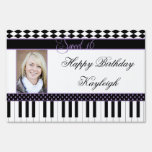 Purple Black Piano Theme Sweet 16 Yard Sign