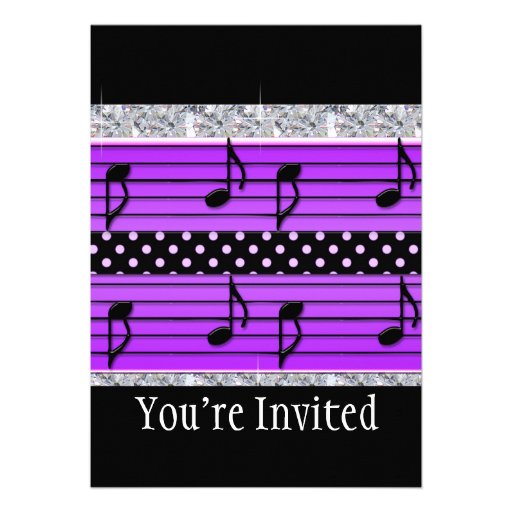Purple & Black Polka Dot Diamonds & Musical Notes Announcement