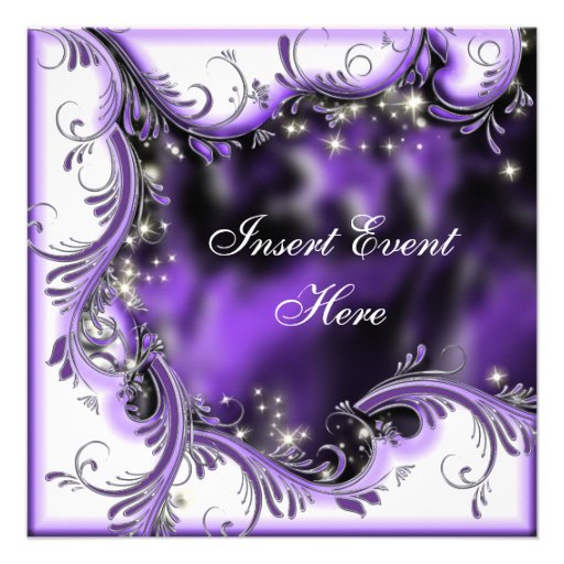 Purple black quinceanera "sweet 16" party custom invites