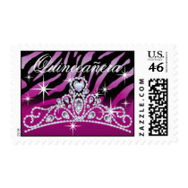 Purple Black Quinceanera Zebra Tiara Stamp