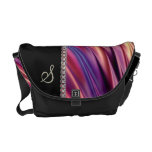 Purple, black, silver chain, monogram messenger bag