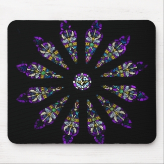 Purple Black Stained Glass Mandala Mousepad
