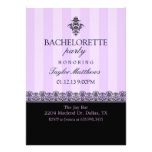 Purple & Black Striped Damask Bachelorette Invite
