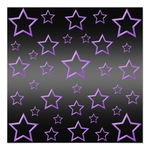 Purple/Black Sweet16 Star & Swirl Birthday Invite