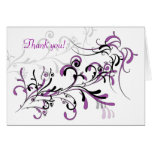 Purple Black Swirls Thank You Greeting Cards