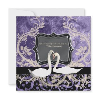 Purple black vintage engagement wedding invitation