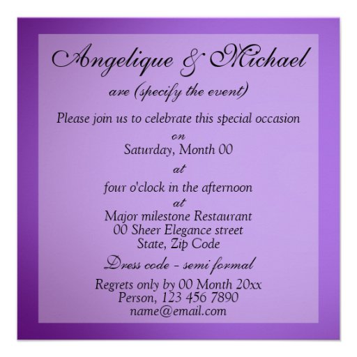 Purple black wedding anniversary engagement invitation