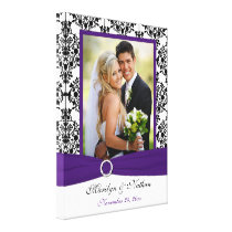 Purple, Black, White Damask Wedding Canvas Gallery Wrap Canvas