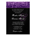 Purple Black White Damask Wedding Invitation