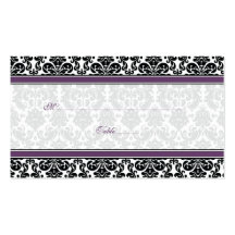 Purple, Black, White Damask Wedding Place Cards Business Card Templates