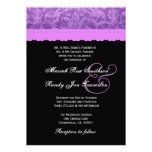 Purple Black White Damask Wedding Ver 002 Custom Invitation