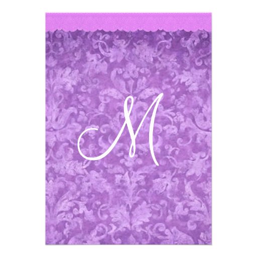 Purple Black White Damask Wedding Ver 002 Custom Invitation