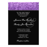 Purple Black White Damask Wedding Ver 004 Personalized Announcement at Zazzle