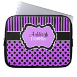 Purple, Black, White, Polka Dot Laptop Sleeve