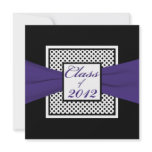 Purple Black White Polka Dot Photo Graduation Custom Invitations