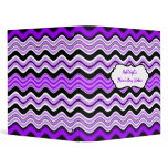 Purple, Black, White Wavy Striped Binder