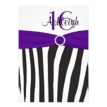 Purple, Black, White Zebra 16th Birthday Invite