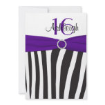 Purple, Black, White Zebra 16th Birthday Invite