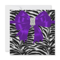 Purple Black Zebra All Occasion Party Custom Invites