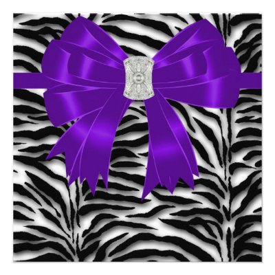 Purple Black Zebra All Occasion Party Custom Invites