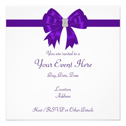 Purple Black Zebra All Occasion Party Custom Invites