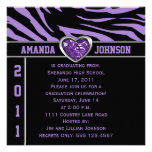 Purple Black Zebra Purple and Silver Heart Jewel Personalized Invite