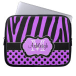 Purple Black  Zebra Stripes Polka Dots Laptop Case Computer Sleeves
