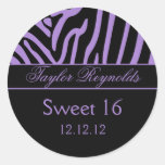 Purple Black Zebra Sweet 16 Sticker