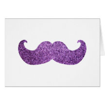 Purple Bling mustache (Faux Glitter Graphic) Greeting Cards